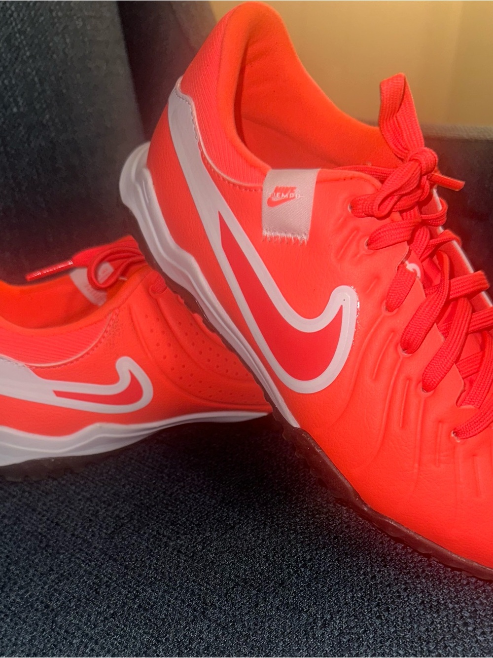 Nike Neon Orange/Red Sports Sneakers with White Swoosh